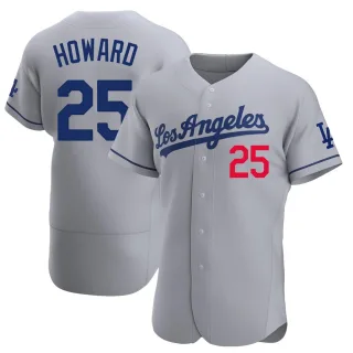 Men's Authentic Gray Frank Howard Los Angeles Dodgers Away Official Jersey