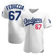 Men's Authentic White Hunter Feduccia Los Angeles Dodgers Home Jersey