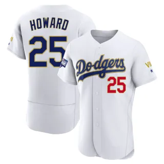 Men's Authentic White/Gold Frank Howard Los Angeles Dodgers 2021 Gold Program Player Jersey