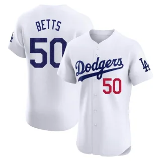 Men's Elite White Mookie Betts Los Angeles Dodgers Home Jersey