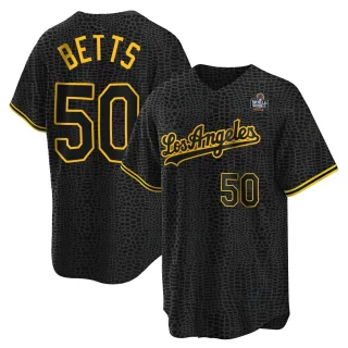 Men's Replica Black Mookie Betts Los Angeles Dodgers Snake Skin City 2024 World Series Jersey
