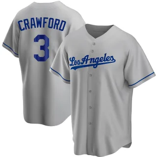 Men's Replica Gray Carl Crawford Los Angeles Dodgers Road Jersey