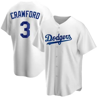 Men's Replica White Carl Crawford Los Angeles Dodgers Home Jersey
