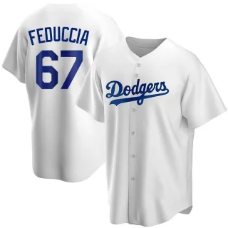 Men's Replica White Hunter Feduccia Los Angeles Dodgers Home Jersey