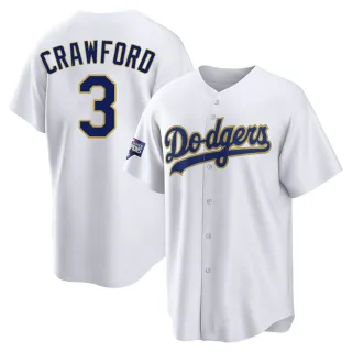 Men's Replica White/Gold Carl Crawford Los Angeles Dodgers 2021 Gold Program Player Jersey