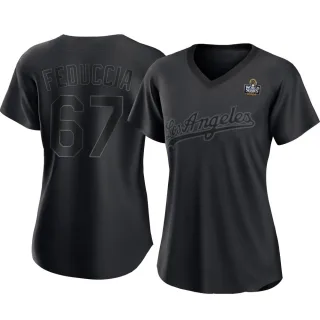 Women's Authentic Black Hunter Feduccia Los Angeles Dodgers Pitch Fashion 2024 World Series Jersey