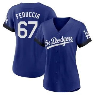 Women's Authentic Royal Hunter Feduccia Los Angeles Dodgers 2021 City Connect Jersey