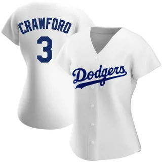 Women's Authentic White Carl Crawford Los Angeles Dodgers Home Jersey