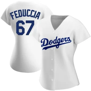 Women's Authentic White Hunter Feduccia Los Angeles Dodgers Home Jersey