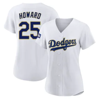 Women's Authentic White/Gold Frank Howard Los Angeles Dodgers 2021 Gold Program Player Jersey