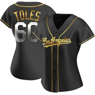 Women's Replica Black Golden Andrew Toles Los Angeles Dodgers Alternate Jersey