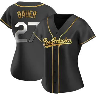 Women's Replica Black Golden Trevor Bauer Los Angeles Dodgers Alternate Jersey
