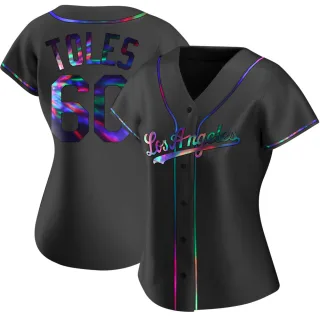 Women's Replica Black Holographic Andrew Toles Los Angeles Dodgers Alternate Jersey