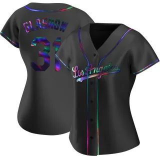 Women's Replica Black Holographic Tyler Glasnow Los Angeles Dodgers Alternate Jersey