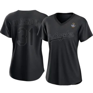 Women's Replica Black Tyler Glasnow Los Angeles Dodgers Pitch Fashion 2024 World Series Jersey