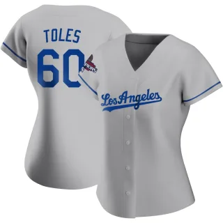 Women's Replica Gray Andrew Toles Los Angeles Dodgers Road 2024 World Series Champions Jersey