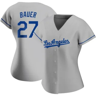 Women's Replica Gray Trevor Bauer Los Angeles Dodgers Road Jersey