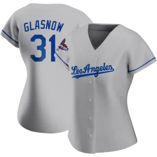 Women's Replica Gray Tyler Glasnow Los Angeles Dodgers Road 2024 World Series Champions Jersey