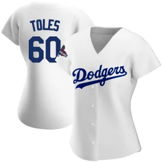 Women's Replica White Andrew Toles Los Angeles Dodgers Home 2024 World Series Champions Jersey