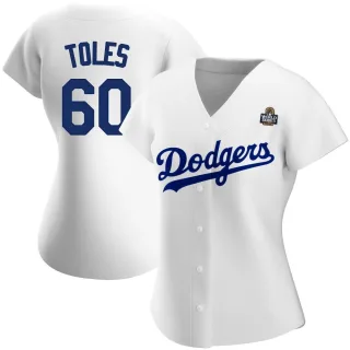 Women's Replica White Andrew Toles Los Angeles Dodgers Home 2024 World Series Jersey