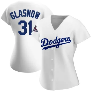 Women's Replica White Tyler Glasnow Los Angeles Dodgers Home 2024 World Series Champions Jersey