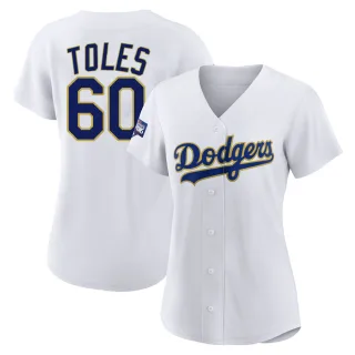 Women's Replica White/Gold Andrew Toles Los Angeles Dodgers 2021 Gold Program Player Jersey