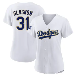 Women's Replica White/Gold Tyler Glasnow Los Angeles Dodgers 2021 Gold Program Player Jersey