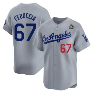 Youth Limited Gray Hunter Feduccia Los Angeles Dodgers Away 2024 World Series Jersey