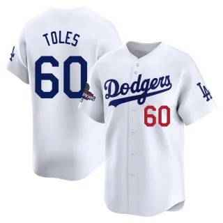 Youth Limited White Andrew Toles Los Angeles Dodgers Home 2024 World Series Champions Jersey