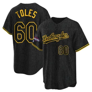 Youth Replica Black Andrew Toles Los Angeles Dodgers Snake Skin City 2024 World Series Champions Jersey