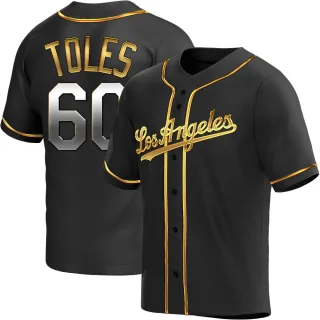 Youth Replica Black Golden Andrew Toles Los Angeles Dodgers Alternate Jersey
