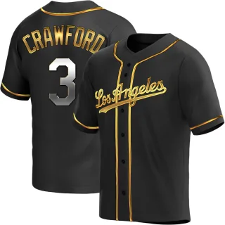 Youth Replica Black Golden Carl Crawford Los Angeles Dodgers Alternate Jersey