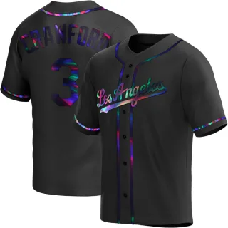 Youth Replica Black Holographic Carl Crawford Los Angeles Dodgers Alternate Jersey