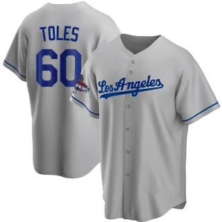 Youth Replica Gray Andrew Toles Los Angeles Dodgers Road 2024 World Series Champions Jersey