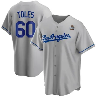 Youth Replica Gray Andrew Toles Los Angeles Dodgers Road 2024 World Series Jersey