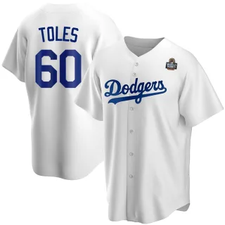 Youth Replica White Andrew Toles Los Angeles Dodgers Home 2024 World Series Jersey