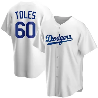Youth Replica White Andrew Toles Los Angeles Dodgers Home Jersey
