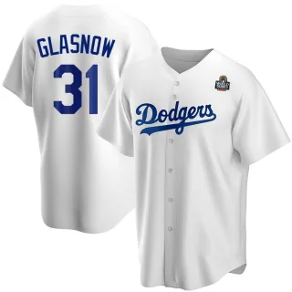 Youth Replica White Tyler Glasnow Los Angeles Dodgers Home 2024 World Series Jersey