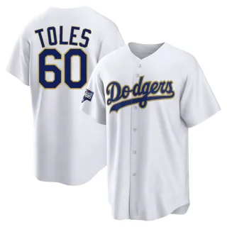 Youth Replica White/Gold Andrew Toles Los Angeles Dodgers 2021 Gold Program Player Jersey