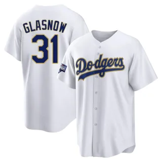 Youth Replica White/Gold Tyler Glasnow Los Angeles Dodgers 2021 Gold Program Player Jersey